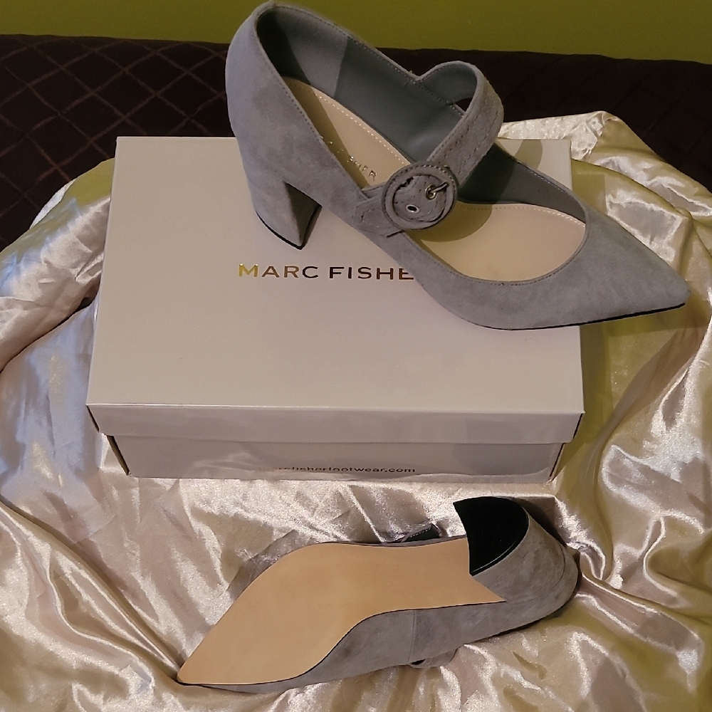 Marc Fisher Women's Gray Mary Jane Heels. NEVER WORN